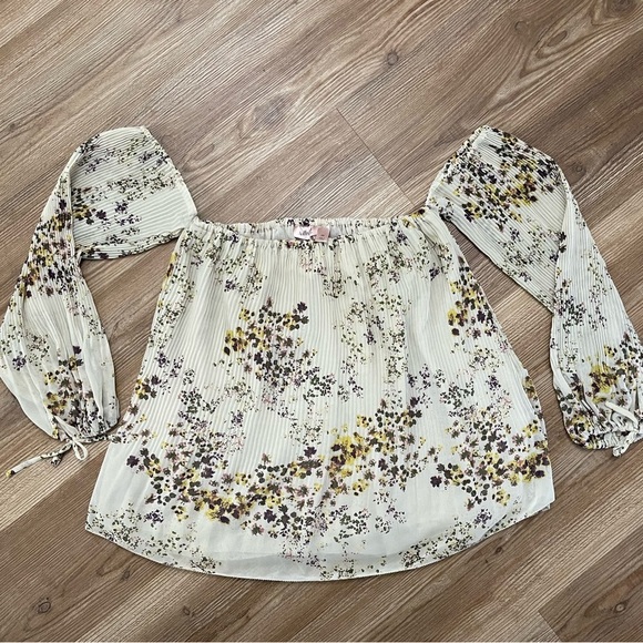 willow & root Tops - Buckle Willow and Root Off the Shoulder Floral Sheer Top Size M